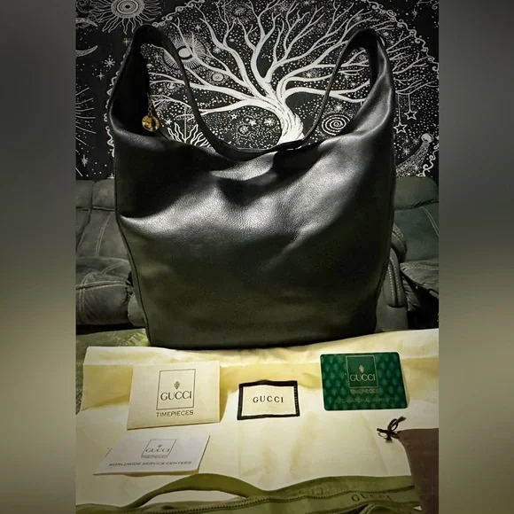 Authentic Vintage Gucci Black soft Leather hobo shoulder bag ❌90% OFF SALE❌ - Picture 3 of 17